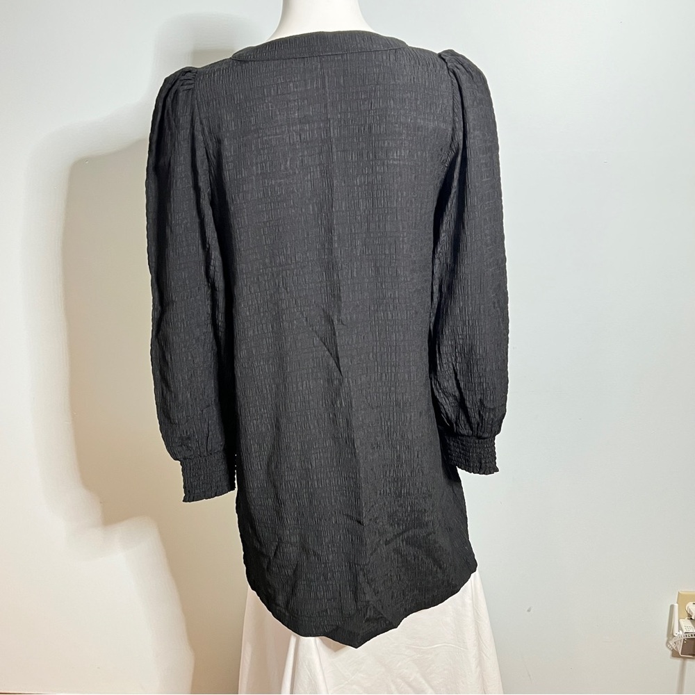 BB Dakota Black Puff Sleeve V-Neck Dress - Picture 6 of 9